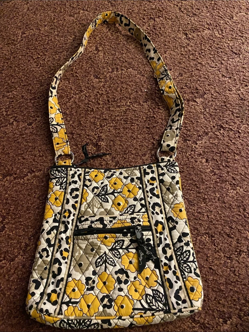 Vera Bradley Yellow Floral Quilted Crossbody Bag